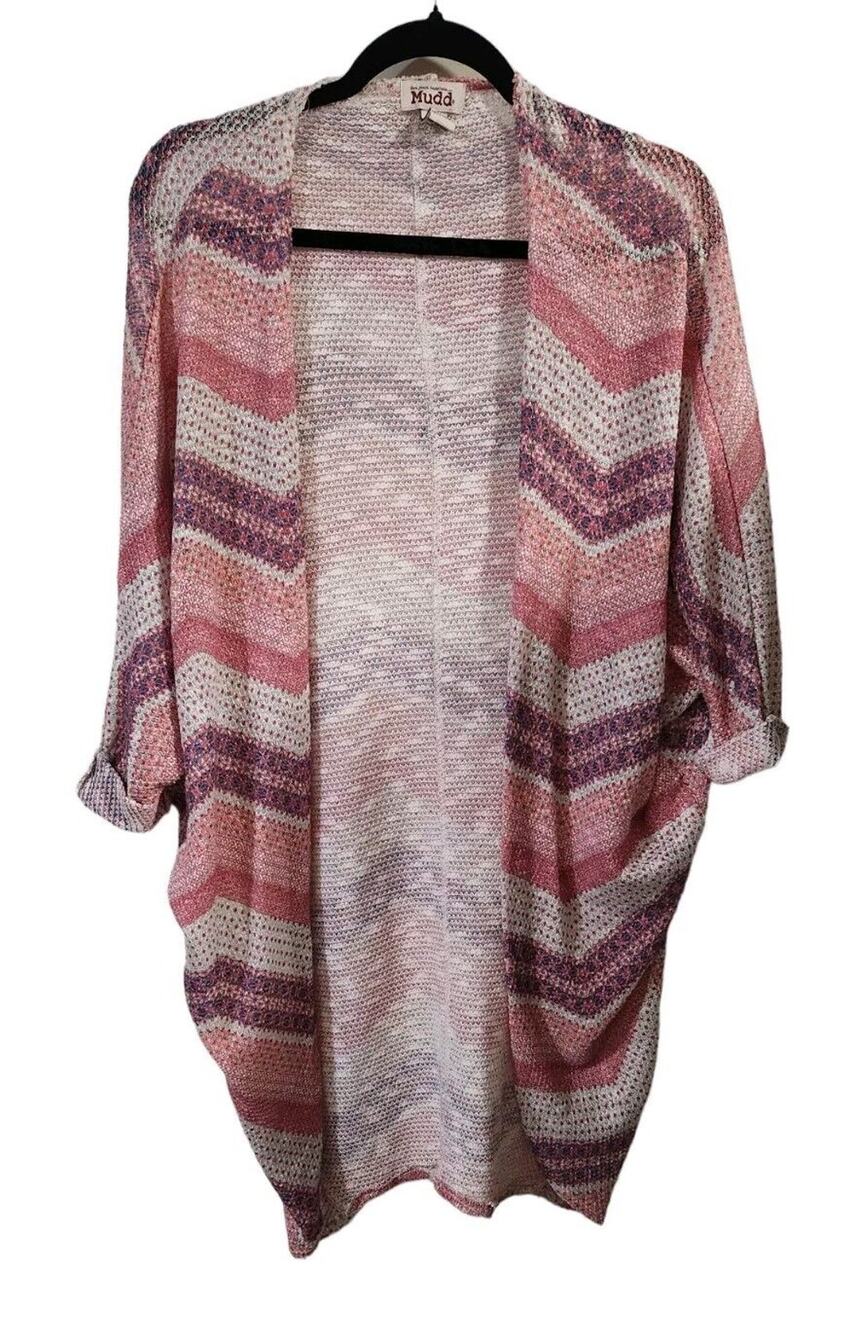 Mudd Women’s Short Sleeve Knit Cocoon Open Cardigan Sz Small Kimono Boho Hippie